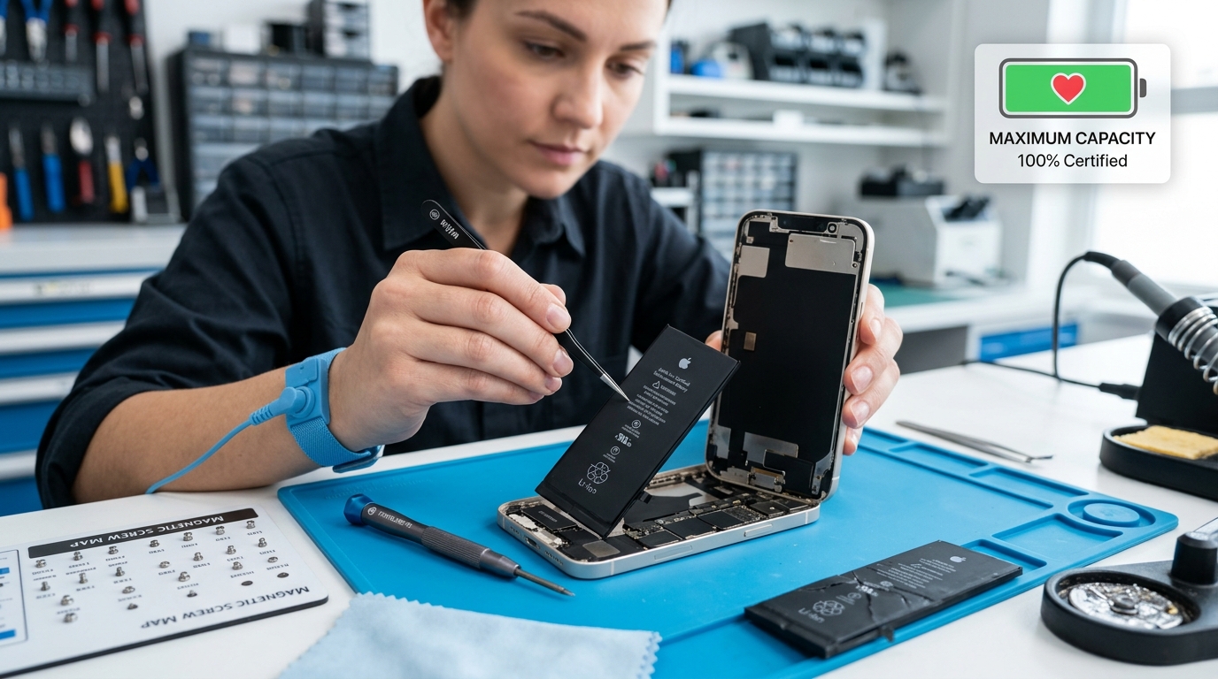 Instalación de batería nueva para iPhone con 100% condición en Vioroc